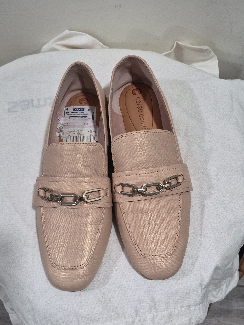 Corso Como Blush Pink Chain-Trim Loafers